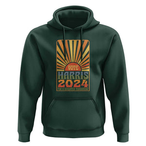 Vote Harris 2024 Hoodie Kamala For A Brighter Tomorrow Retro Boho Aesthetic TS09 Dark Forest Green Print Your Wear