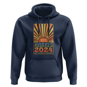Vote Harris 2024 Hoodie Kamala For A Brighter Tomorrow Retro Boho Aesthetic TS09 Navy Print Your Wear