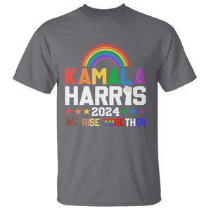 Harris Supporter T Shirt Kamala We Rise Together LGBTQ Rights Rainbow TS09 Charcoal Print Your Wear