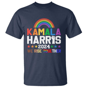 Harris Supporter T Shirt Kamala We Rise Together LGBTQ Rights Rainbow TS09 Navy Print Your Wear