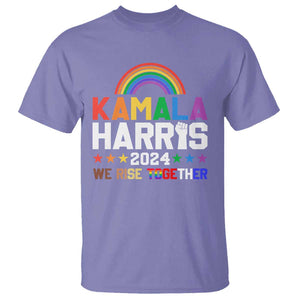 Harris Supporter T Shirt Kamala We Rise Together LGBTQ Rights Rainbow TS09 Violet Print Your Wear