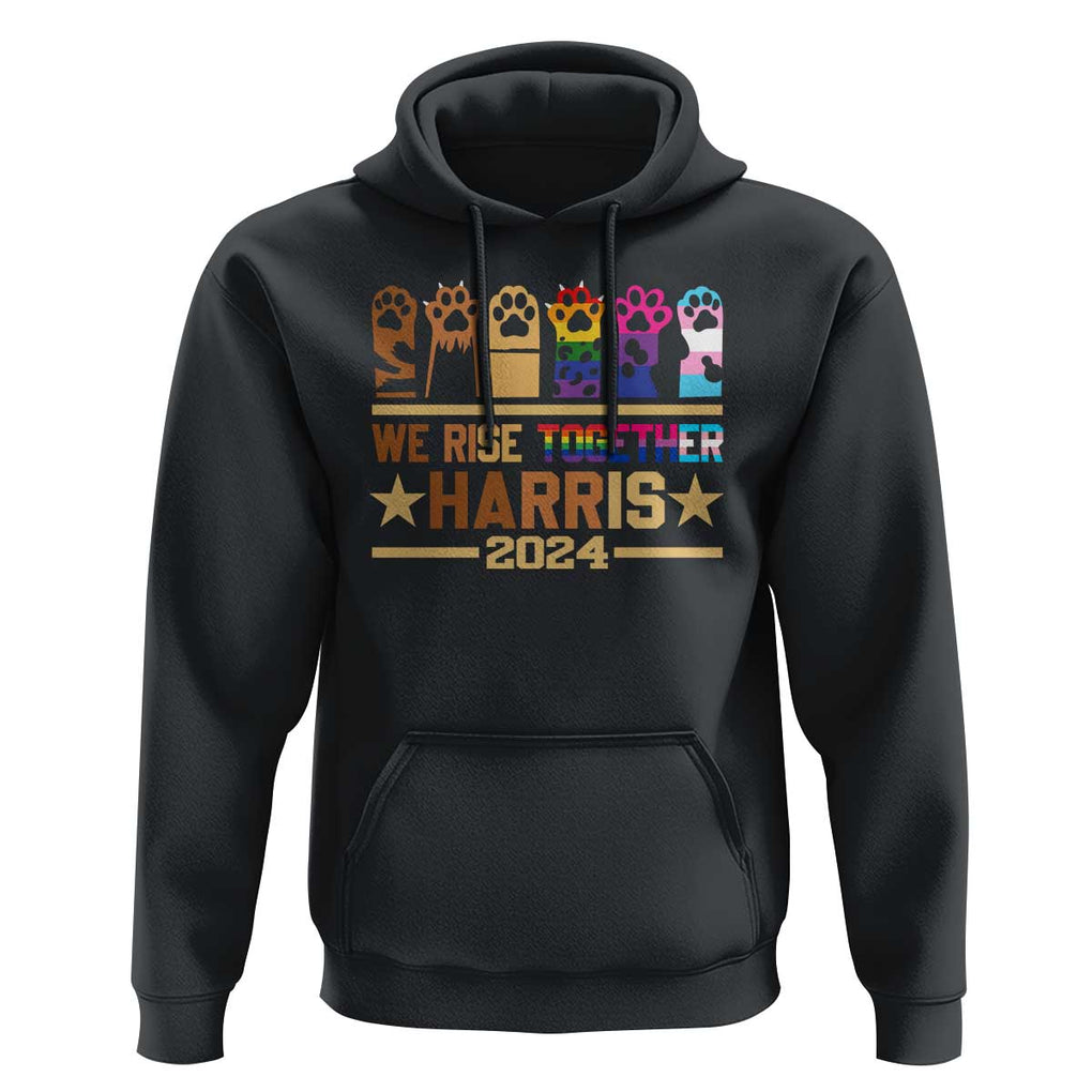 Harris Supporter Hoodie Kamala We Rise Together Cat Ladies LGBTQ Rainbow TS09 Black Print Your Wear