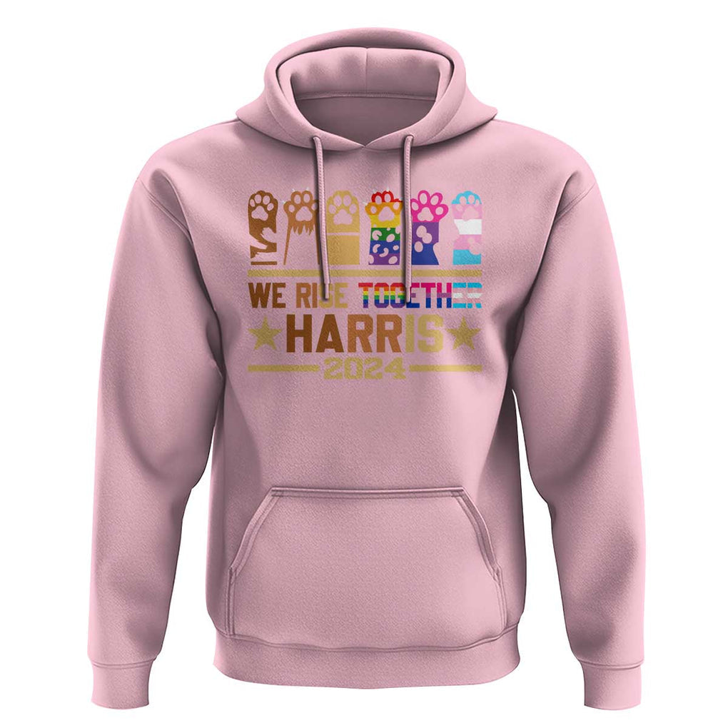 Harris Supporter Hoodie Kamala We Rise Together Cat Ladies LGBTQ Rainbow TS09 Light Pink Print Your Wear