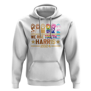 Harris Supporter Hoodie Kamala We Rise Together Cat Ladies LGBTQ Rainbow TS09 White Print Your Wear