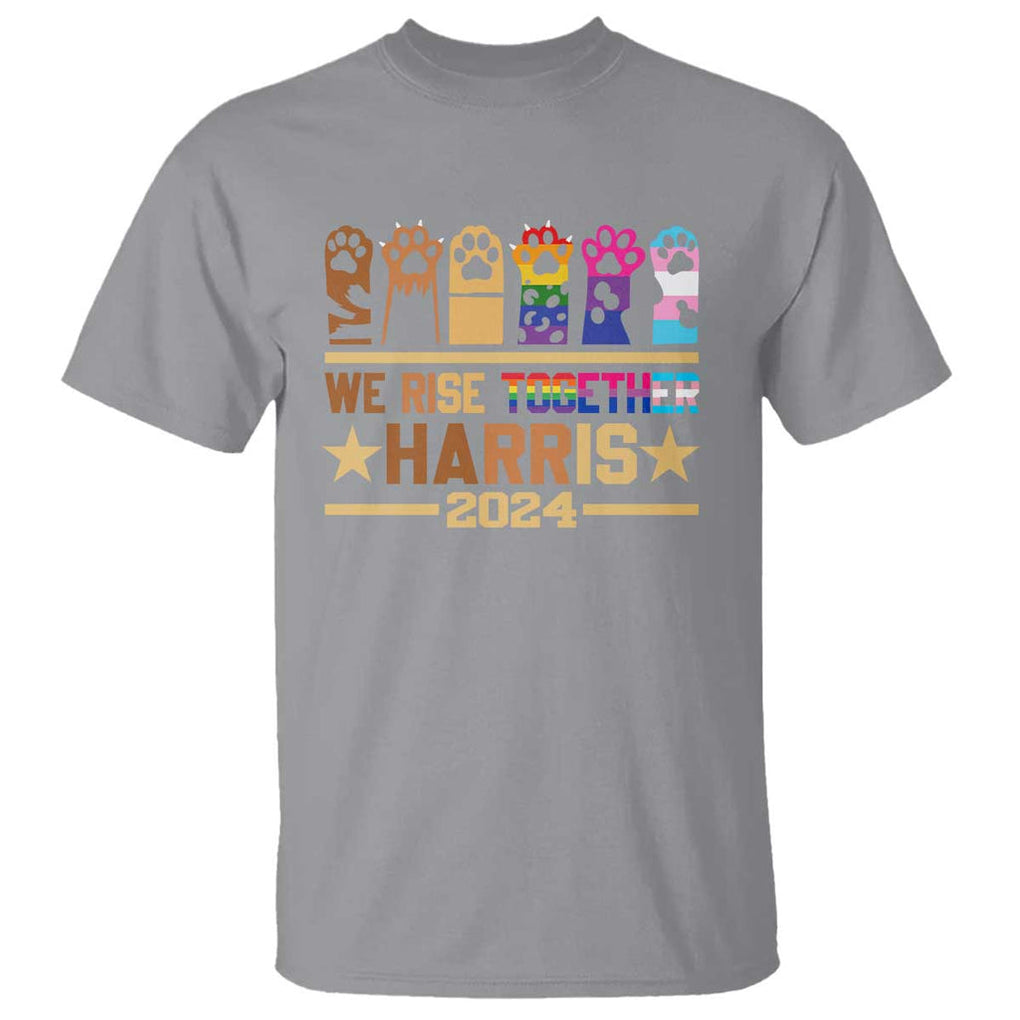 Harris Supporter T Shirt Kamala We Rise Together Cat Ladies LGBTQ Rainbow TS09 Sport Gray Print Your Wear