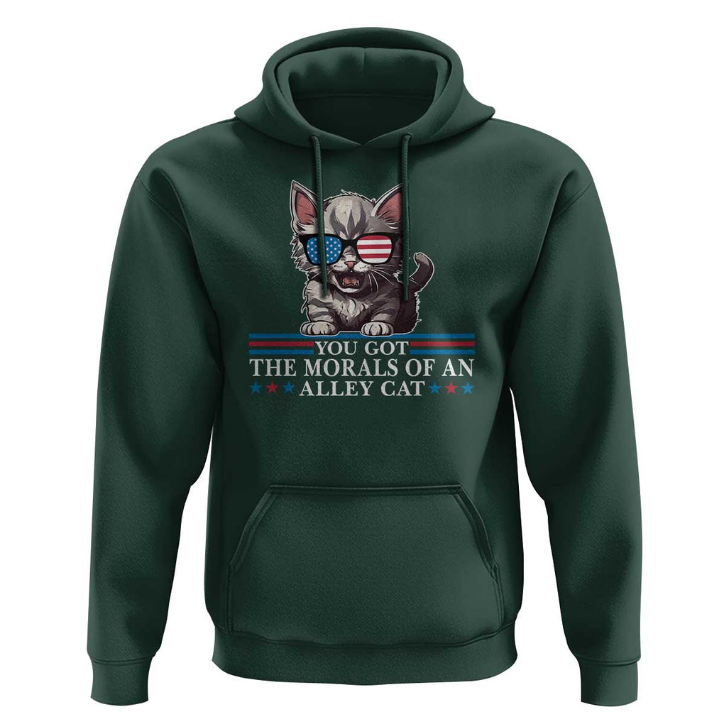 US President Election Debate 2024 Hoodie Morals Of An Alley Cat TS09 Dark Forest Green Print Your Wear