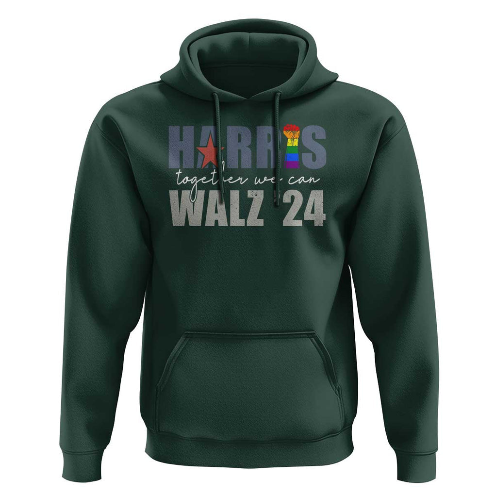 Harris Walz 2024 Hoodie Together We Can LGBTQ Rights TS09 Dark Forest Green Print Your Wear
