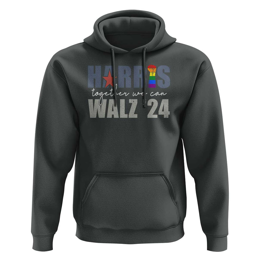Harris Walz 2024 Hoodie Together We Can LGBTQ Rights TS09 Dark Heather Print Your Wear