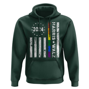 Harris Walz 2024 Hoodie Kamala 47th President American Flag TS09 Dark Forest Green Print Your Wear