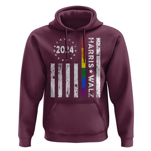 Harris Walz 2024 Hoodie Kamala 47th President American Flag TS09 Maroon Print Your Wear