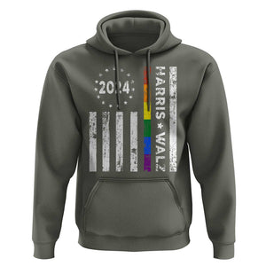 Harris Walz 2024 Hoodie Kamala 47th President American Flag TS09 Military Green Print Your Wear