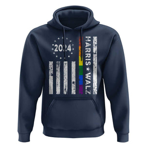 Harris Walz 2024 Hoodie Kamala 47th President American Flag TS09 Navy Print Your Wear