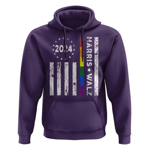 Harris Walz 2024 Hoodie Kamala 47th President American Flag TS09 Purple Print Your Wear