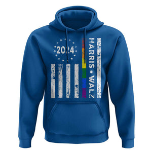 Harris Walz 2024 Hoodie Kamala 47th President American Flag TS09 Royal Blue Print Your Wear