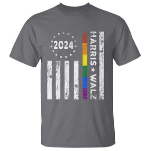 Harris Walz 2024 T Shirt Kamala 47th President American Flag TS09 Charcoal Print Your Wear