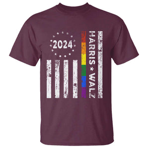 Harris Walz 2024 T Shirt Kamala 47th President American Flag TS09 Maroon Print Your Wear