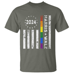 Harris Walz 2024 T Shirt Kamala 47th President American Flag TS09 Military Green Print Your Wear