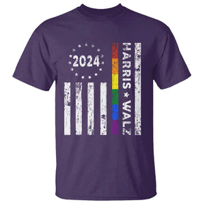 Harris Walz 2024 T Shirt Kamala 47th President American Flag TS09 Purple Print Your Wear