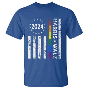 Harris Walz 2024 T Shirt Kamala 47th President American Flag TS09 Royal Blue Print Your Wear