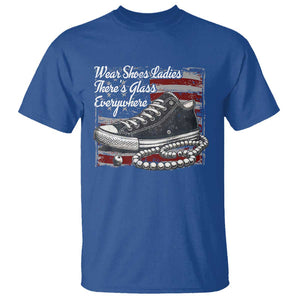 Kamala 2024 Wear Shoes Ladies T Shirt There's Glass Everywhere Harris Supporter TS09 Royal Blue Print Your Wear
