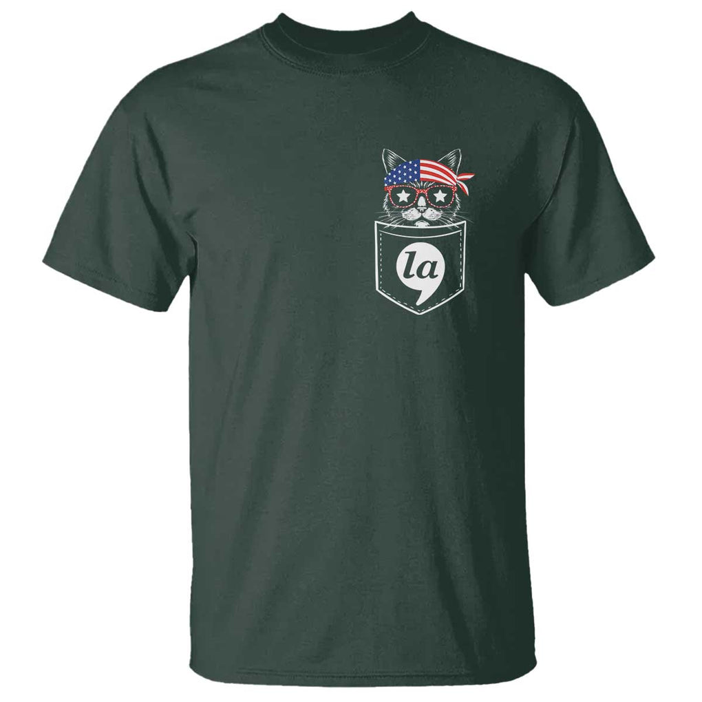 Harris Supporter T Shirt Comma-La Pocket American Cat Lady TS09 Dark Forest Green Print Your Wear