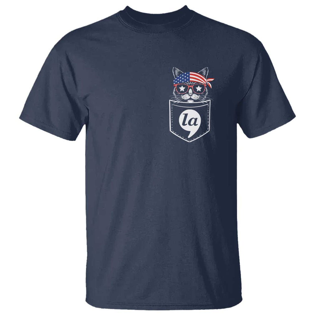 Harris Supporter T Shirt Comma-La Pocket American Cat Lady TS09 Navy Print Your Wear
