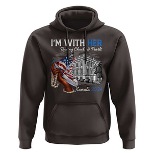 I'm With Her Kamala 2024 Hoodie Rocking Chucks And Pearls Harris Supporter TS09 Dark Chocolate Print Your Wear