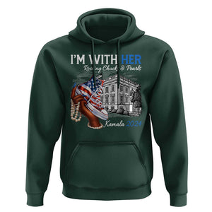 I'm With Her Kamala 2024 Hoodie Rocking Chucks And Pearls Harris Supporter TS09 Dark Forest Green Print Your Wear