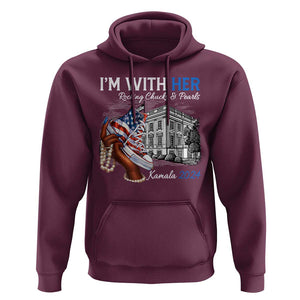 I'm With Her Kamala 2024 Hoodie Rocking Chucks And Pearls Harris Supporter TS09 Maroon Print Your Wear