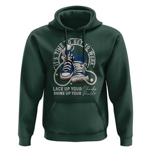 Harris Supporter Hoodie Lace Up Your Chucks Shine Up Your Pearls It's Time To Get To Work Kamala 2024 TS09 Dark Forest Green Print Your Wear