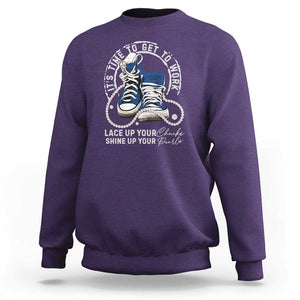 Harris Supporter Sweatshirt Lace Up Your Chucks Shine Up Your Pearls It's Time To Get To Work Kamala 2024 TS09 Purple Print Your Wear