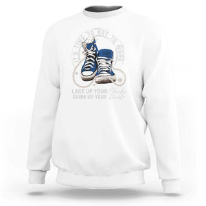 Harris Supporter Sweatshirt Lace Up Your Chucks Shine Up Your Pearls It's Time To Get To Work Kamala 2024 TS09 White Print Your Wear