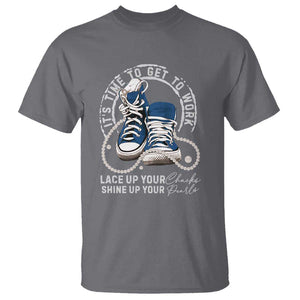 Harris Supporter T Shirt Lace Up Your Chucks Shine Up Your Pearls It's Time To Get To Work Kamala 2024 TS09 Charcoal Print Your Wear