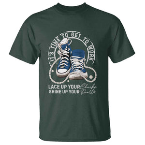 Harris Supporter T Shirt Lace Up Your Chucks Shine Up Your Pearls It's Time To Get To Work Kamala 2024 TS09 Dark Forest Green Print Your Wear