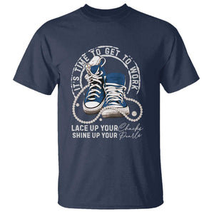 Harris Supporter T Shirt Lace Up Your Chucks Shine Up Your Pearls It's Time To Get To Work Kamala 2024 TS09 Navy Print Your Wear