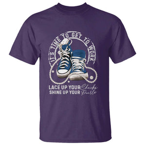 Harris Supporter T Shirt Lace Up Your Chucks Shine Up Your Pearls It's Time To Get To Work Kamala 2024 TS09 Purple Print Your Wear