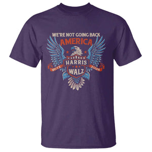Harris Walz 2024 T Shirt America Eagle We're Not Going Back Kamala Support TS09 Purple Print Your Wear