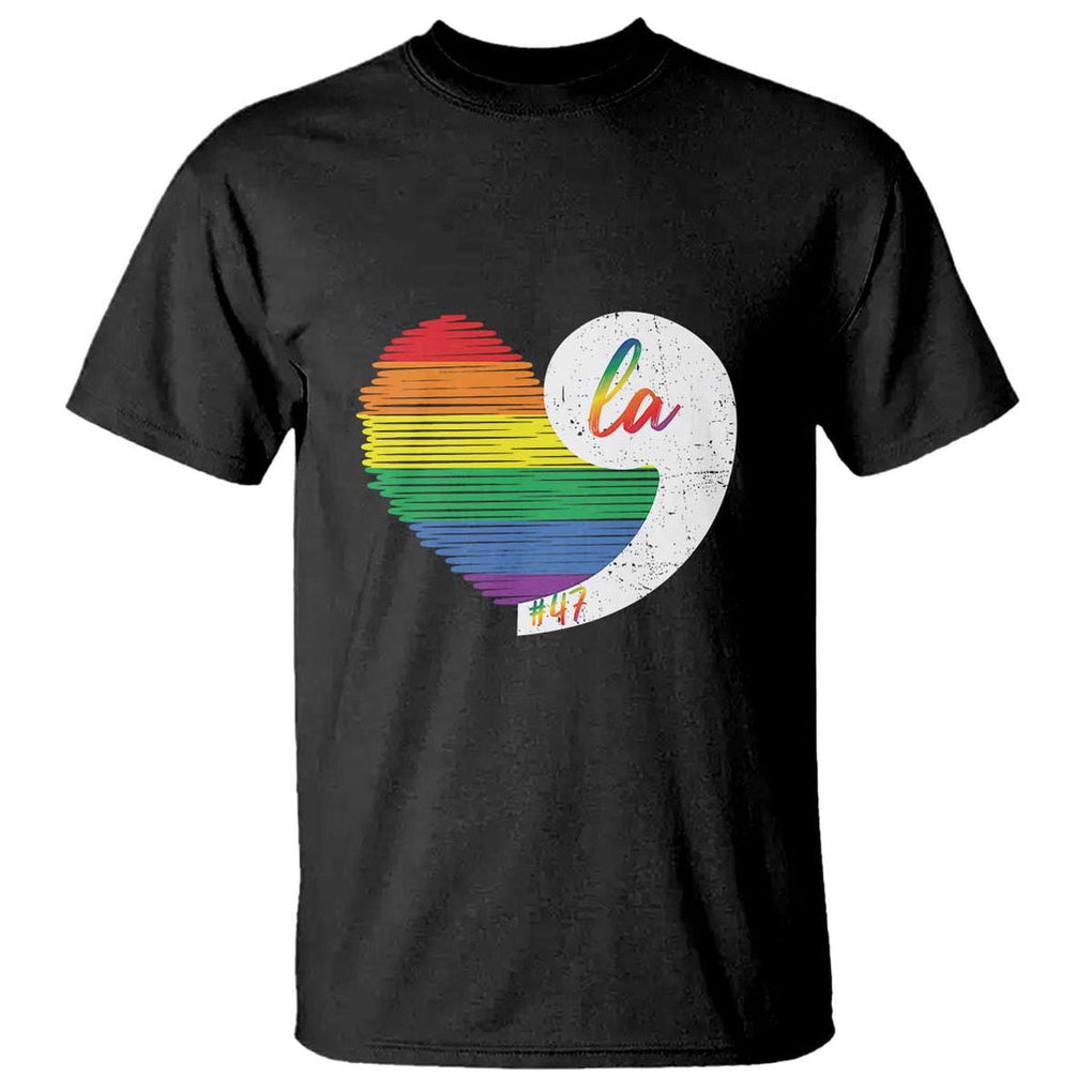 Harris Comma La T Shirt Kamala 2024 LGBT Rights Rainbow Heart TS09 Black Print Your Wear