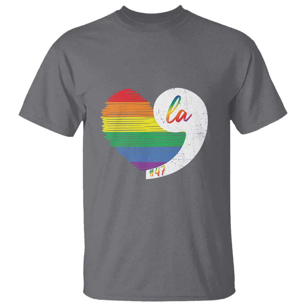 Harris Comma La T Shirt Kamala 2024 LGBT Rights Rainbow Heart TS09 Charcoal Print Your Wear