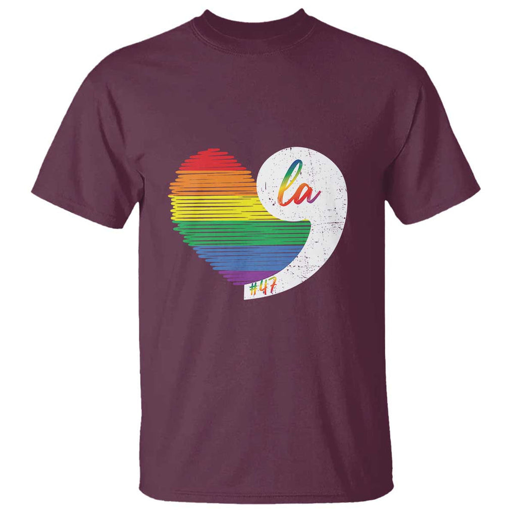 Harris Comma La T Shirt Kamala 2024 LGBT Rights Rainbow Heart TS09 Maroon Print Your Wear