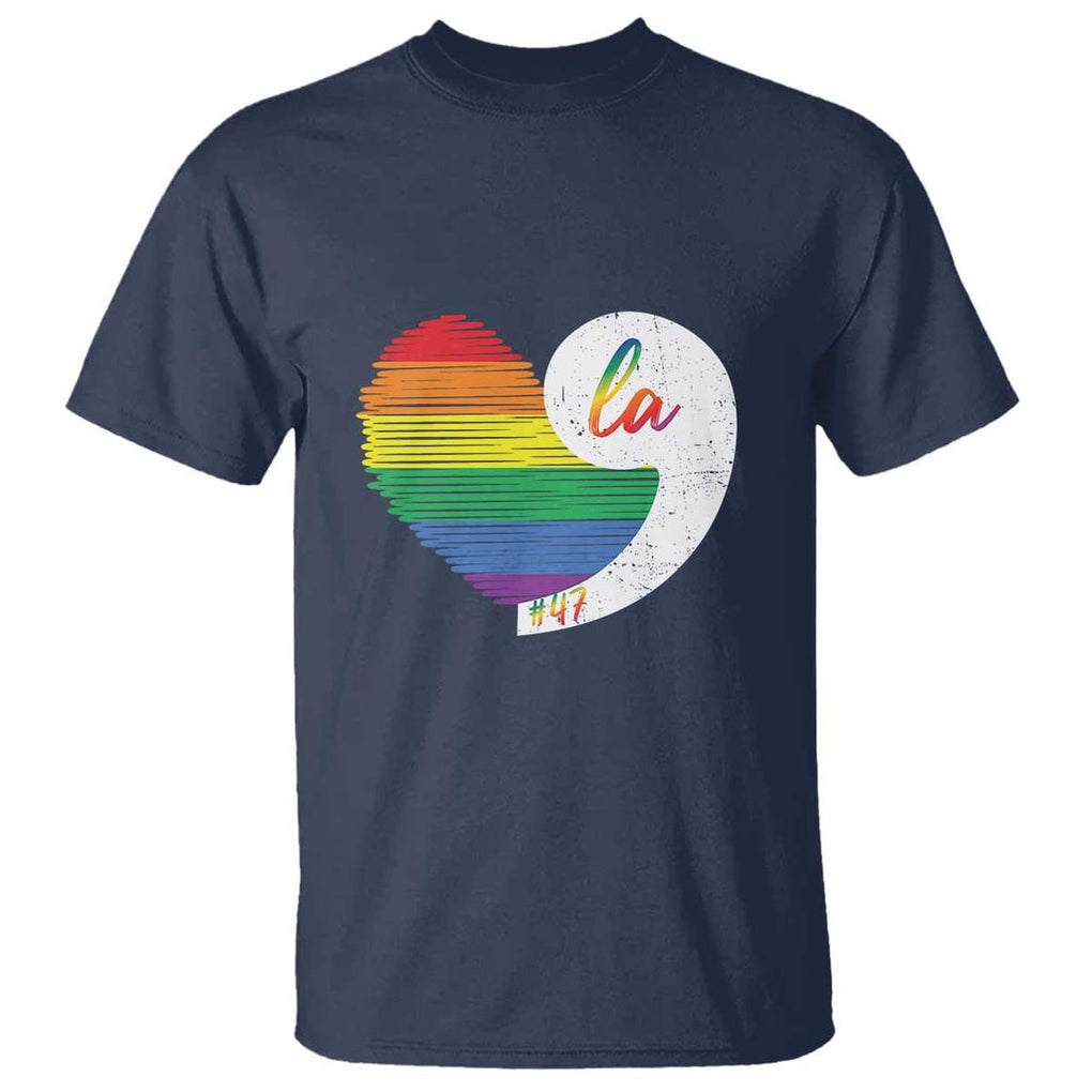 Harris Comma La T Shirt Kamala 2024 LGBT Rights Rainbow Heart TS09 Navy Print Your Wear