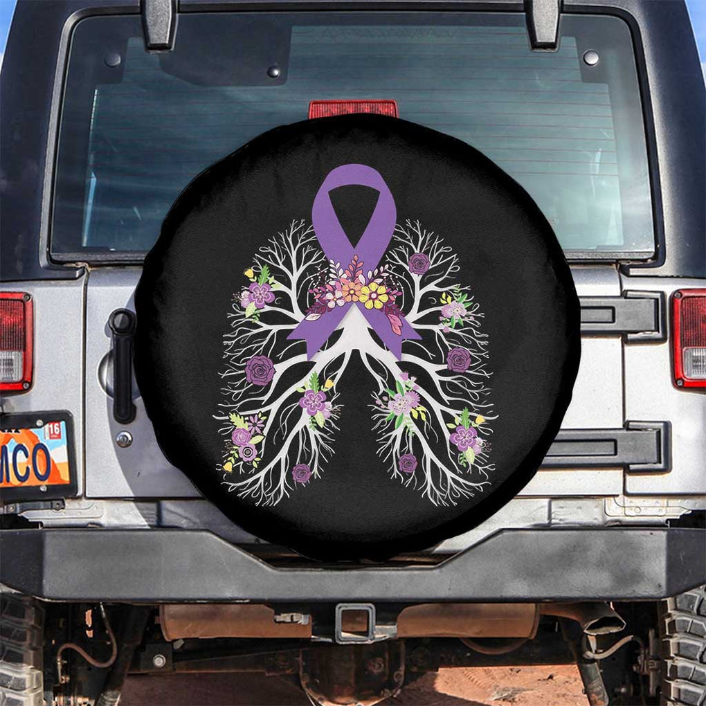 Just Breathe Purple Ribbon CF Cystic Fibrosis Awareness Spare Tire Cover TS09 No hole Black Print Your Wear