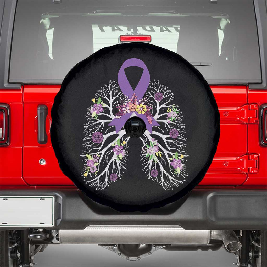 Just Breathe Purple Ribbon CF Cystic Fibrosis Awareness Spare Tire Cover TS09 Black Print Your Wear