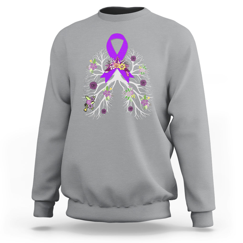 Just Breathe Purple Ribbon CF Cystic Fibrosis Awareness Sweatshirt TS09 Sport Gray Printyourwear