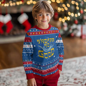 Rosh Hashanah Jewish Hanukkah Ugly Sweater Funny Shofar So Good TS09 Blue Red Print Your Wear