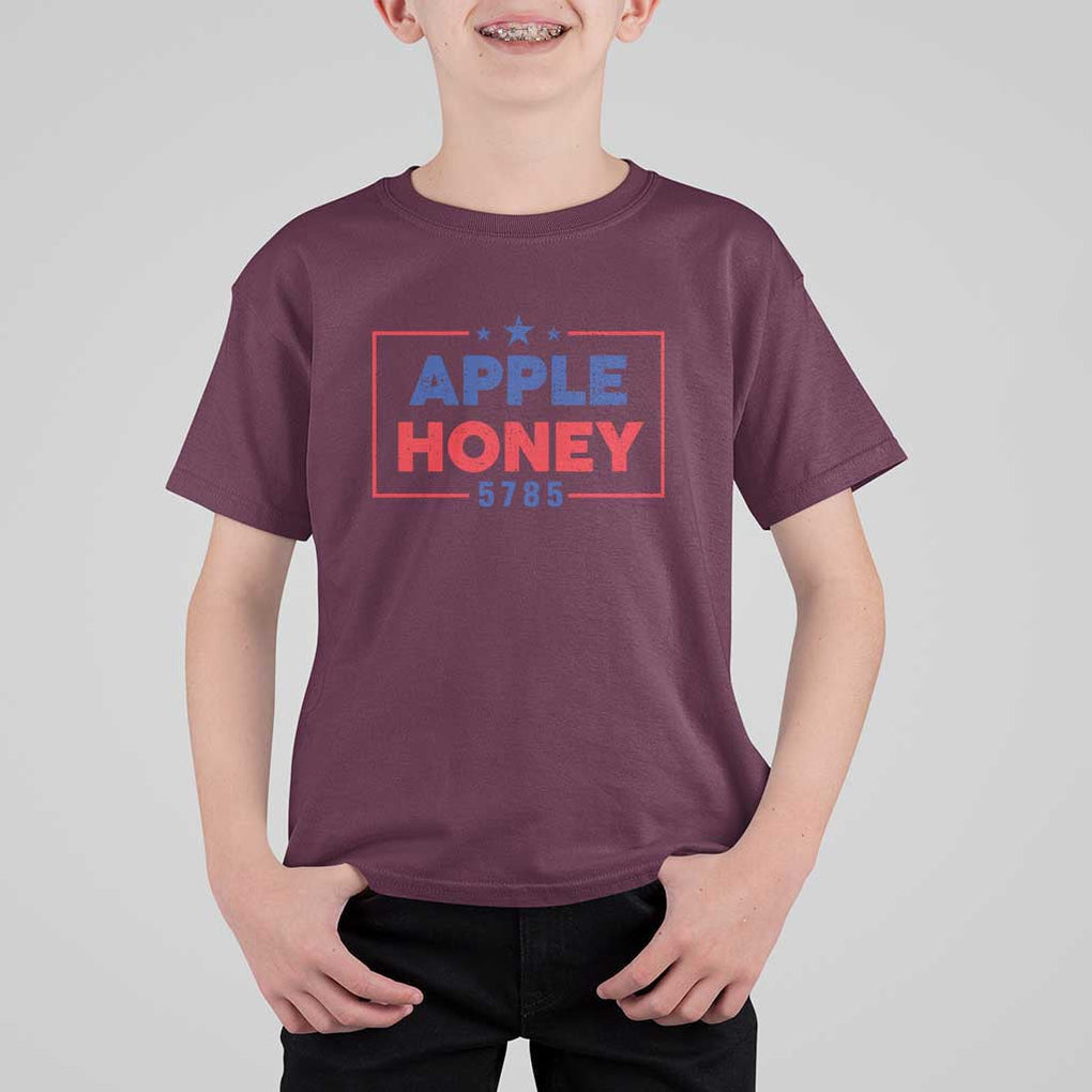 Rosh Hashanah Jewish T Shirt For Kid Apple Honey 5785 New Year Holiday 2024 TS09 Maroon Print Your Wear