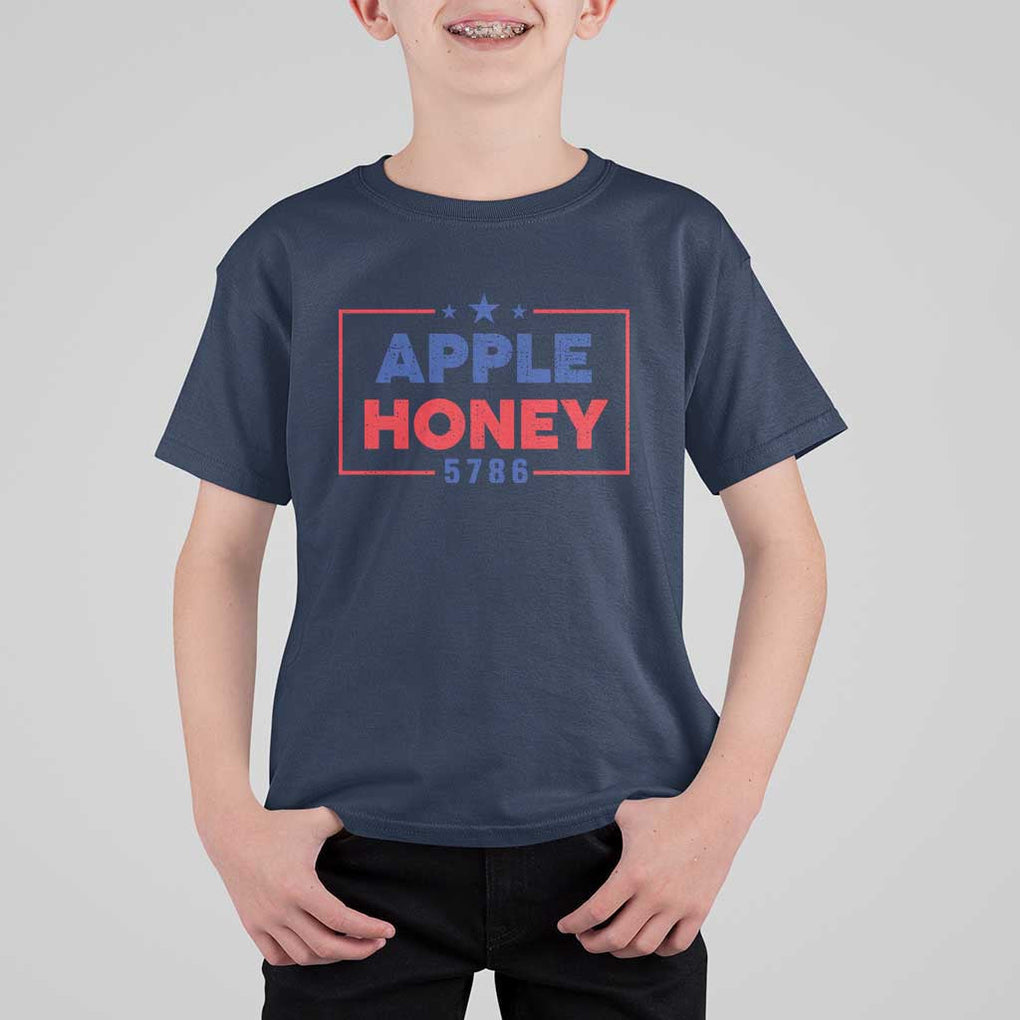 Rosh Hashanah Jewish T Shirt For Kid Apple Honey 5786 New Year Holiday 2025 TS09 Navy Print Your Wear