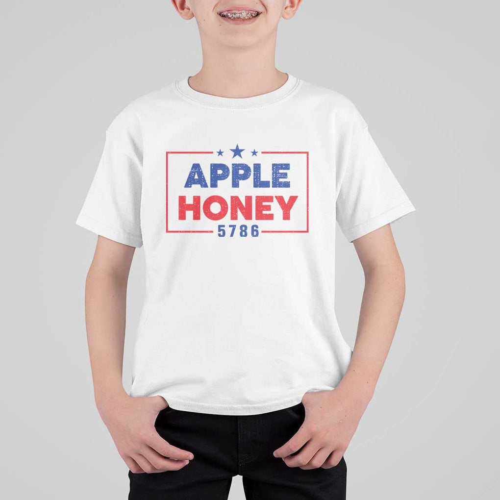 Rosh Hashanah Jewish T Shirt For Kid Apple Honey 5786 New Year Holiday 2025 TS09 White Print Your Wear