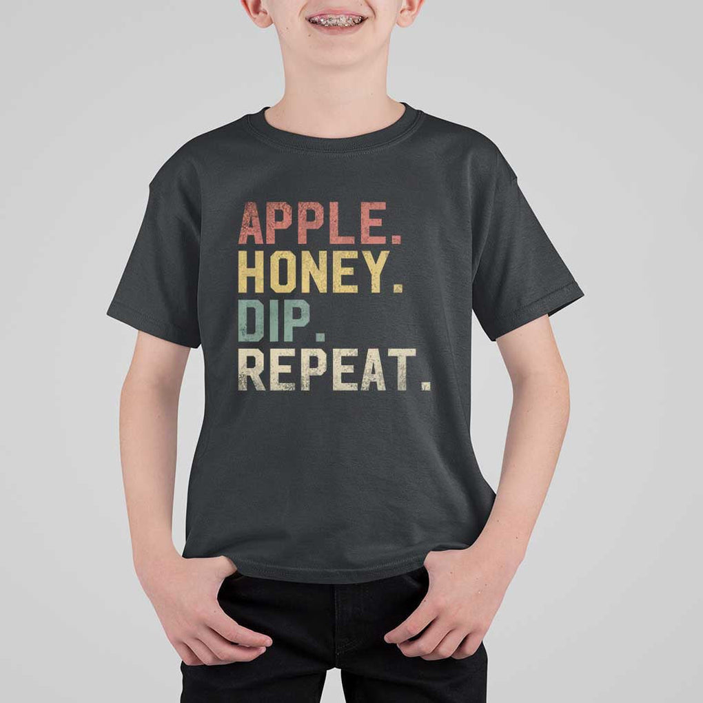 Rosh Hashanah Jewish T Shirt For Kid Apple Honey Dip Repeat TS09 Black Print Your Wear