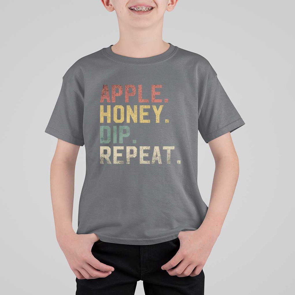 Rosh Hashanah Jewish T Shirt For Kid Apple Honey Dip Repeat TS09 Charcoal Print Your Wear